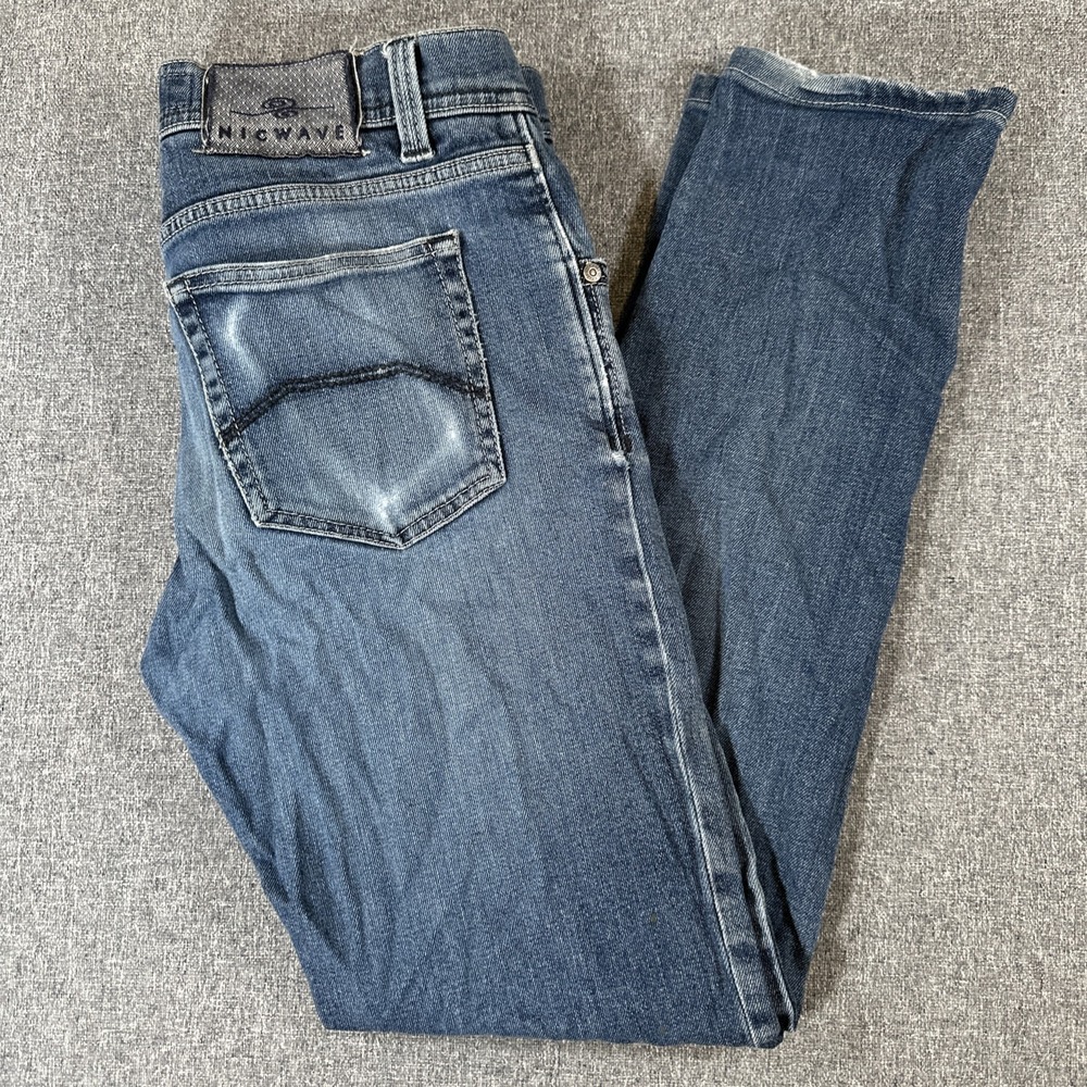 NicWave Made In Italy Stretch Denim Jeans Womens 34 Blue Straight‎ Leg